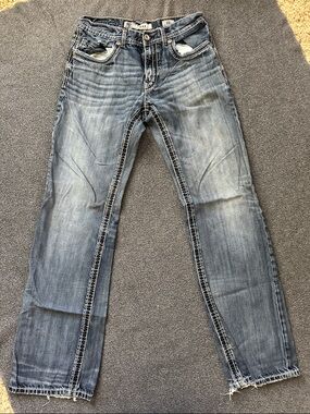 Men's Faded Blue Straight-Leg Jeans